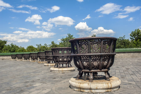  Aged tribute incinerator in Temple of Heavenの写真素材