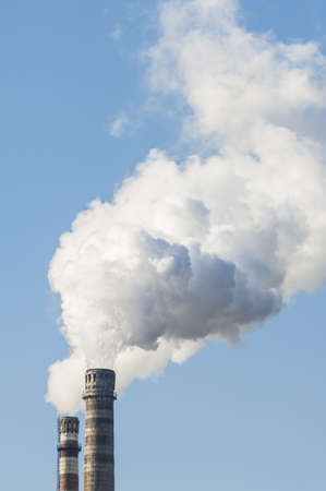 Volumes of white smoke poured from the chimney のeditorial素材