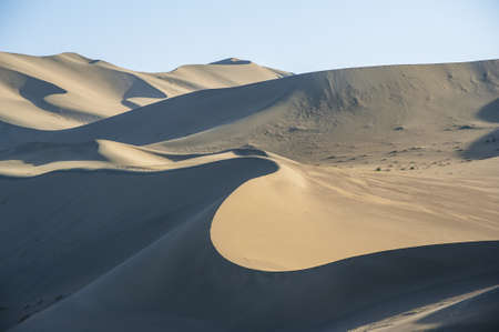 Sand dunes in Dunhuang, Gansu of Chinaの写真素材