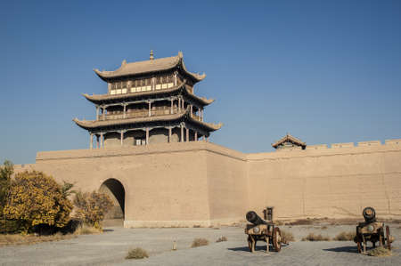Jiayuguan, west end of Great Wall, Gansu of Chinaのeditorial素材