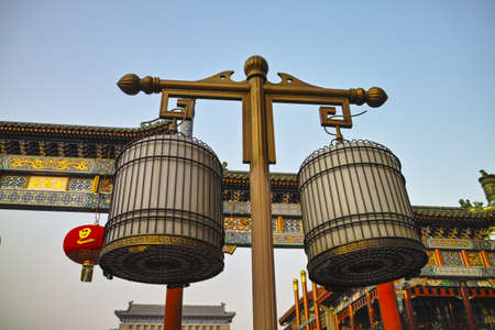 Old style roadlight in Qianmen shopping street, Beijingのeditorial素材