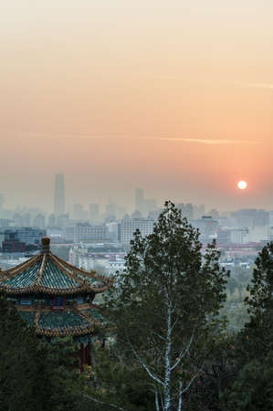 Sunrise in the city, Beijingの写真素材
