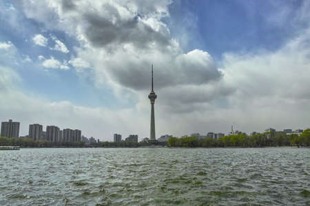 CCTV tower and the park in Beijingのeditorial素材