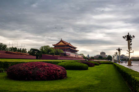 The morning in Tiananmen towerのeditorial素材