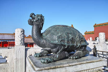 Bronze tortoise statue in Forbidden City , Beijingの写真素材