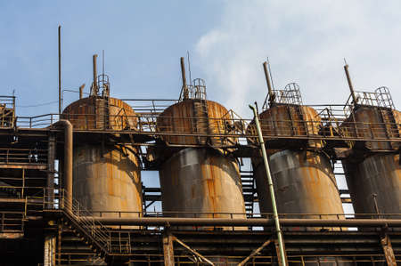 Abandoned steelmaking equipments in outdoorの写真素材