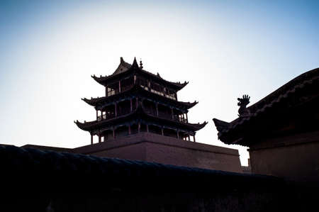 Jiayuguan tower under the shadowsのeditorial素材