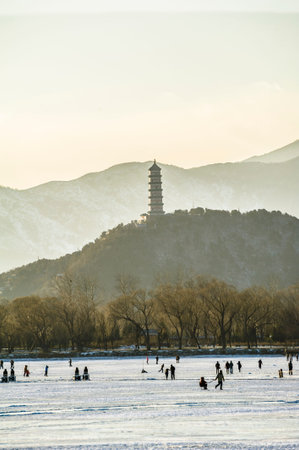 Yufeng Pagoda, west side of Summer Palaceのeditorial素材