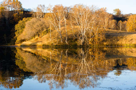 Scenery of lake in the morningの写真素材