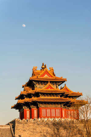 Watchtower of Forbidden City under the sunshineのeditorial素材