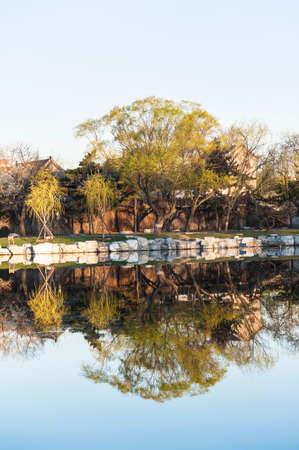 Lakeside view and the reflectionの写真素材