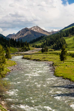 The river in the grasslandの写真素材