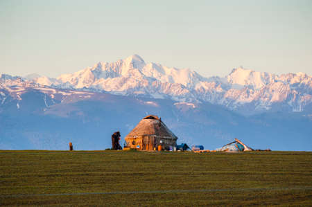 Yurt under the sunriseの写真素材