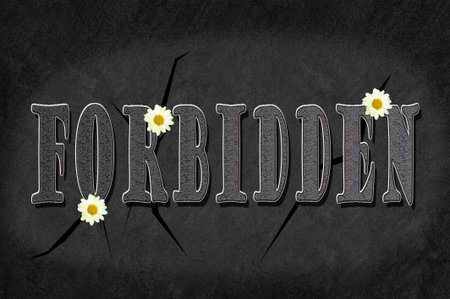 Word  Forbidden  on the grey background