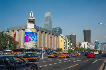 Chang an street in Beijing, the skyscrapers is China World Trade Center, the center of CBDのeditorial素材