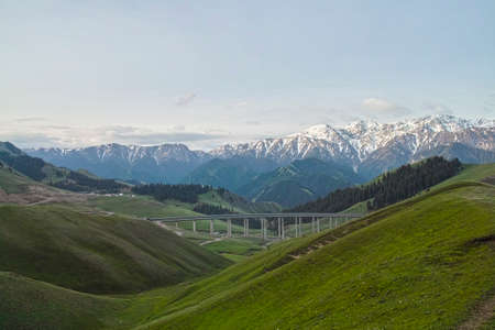 The bridge in the mountainの写真素材