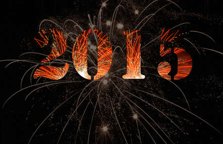 2015 on the fireworks backgroundの写真素材