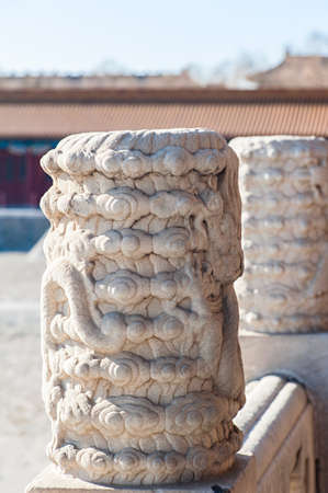 Mable columns carved with dragon, Forbidden Cityの写真素材