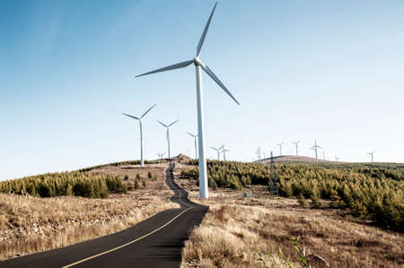 Windmill and highwayの写真素材