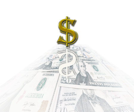 USD symbol against banknotes background