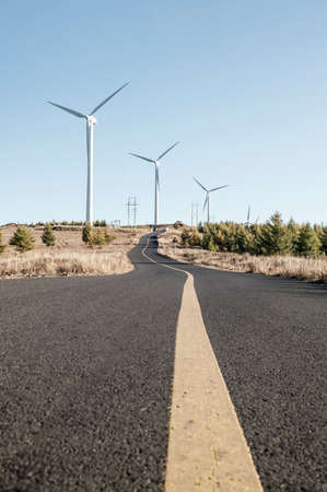 Windmill and highwayの写真素材