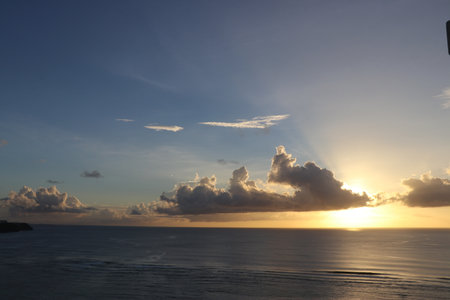sea sky clouds sunsetの写真素材