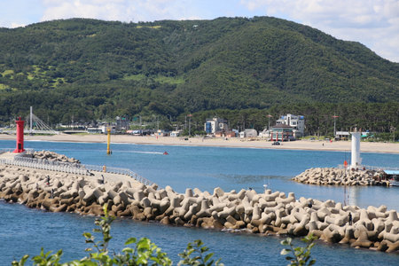 Donghae Lighthouse Embankmentの写真素材