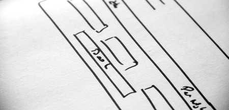 Web layout sketch paper book, mobile and web sketch