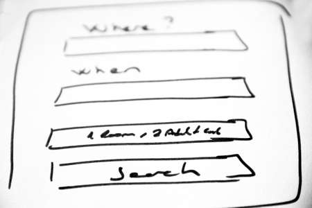 Web layout sketch book paper, mobile and web sketch.の写真素材