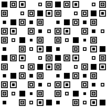 Minimalistic vector simple geometric seamless pattern in black and white. The background is composed of squares, simple shapes. For the decoration of covers, Wallpaper, textiles in a modern style.のイラスト素材