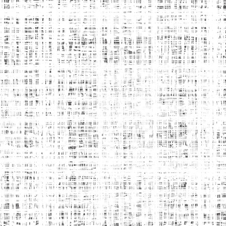 Vector square abstract textured grunge background. Black uneven intersecting horizontal and vertical stripes of a line on a white backdropのイラスト素材