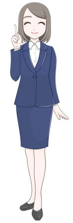 a pretty woman in a suit who smiles while pointingのイラスト素材