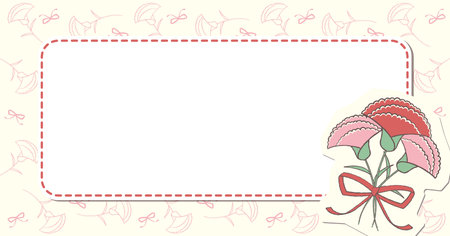 red and pink carnation message cardsのイラスト素材