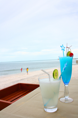 Cocktails for two on a beach holidayの写真素材