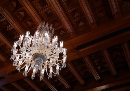 MUSCAT, OMAN - MAY 10, 2016: Crystal chandelier inside Sultan Qaboos Grand Mosqueのeditorial素材