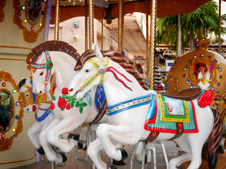 White horse carouselの写真素材
