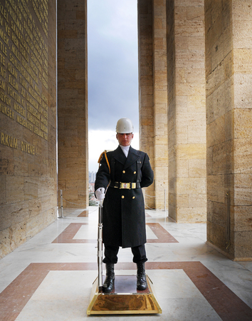 ANKARA, TURKEY - March 10, 2017: Soldiers guarding at Anitkabir, the mausoleum of Mustafa Kemal Ataturkのeditorial素材