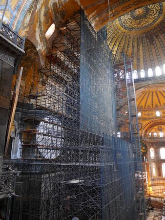 ISTANBUL, TURKEY - March 5, 2017: Saint Sophia Museum on renovationのeditorial素材