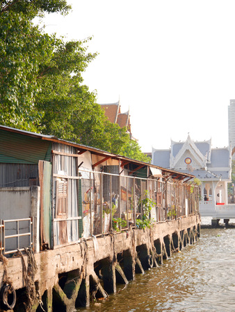 Bangkok old riverside housesの写真素材