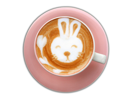 A cup of bunny latte art coffeeの写真素材