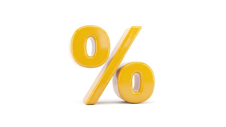 percent sign isolated on a white background. 3d render image.の素材