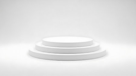 White round podium on a white background. 3d rendering, 3d illustrationの素材