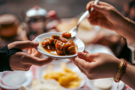 Turkish and Greek Traditional Dinning Table with Special Alcohol Drink. Ouzo and Turkish Raki is a dry anise flavored aperitif that is widely consumed in Turkey, Greece, Cyprus and Lebanonの写真素材