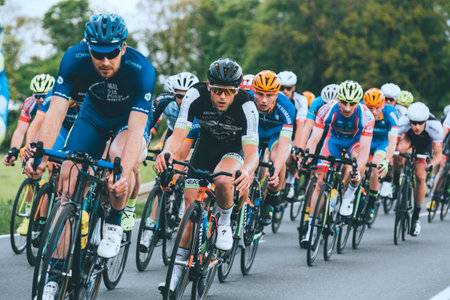 Group of cyclists in action during the 4th stage of Le Tour de Malaysia 2018.