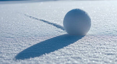 snowball on the snow in winter, closeup of photo