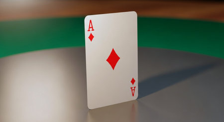 Ace of spades on a green casino table. 3d rendering