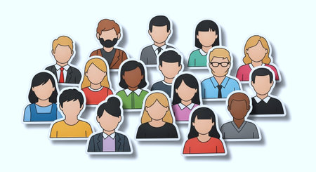 Group of people avatars in flat style. Vector illustration for web design.