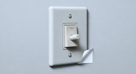 3d rendering of a light switch on a gray background with paper