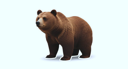 Brown bear isolated on white background. 3D illustration. Cartoon style.の写真素材