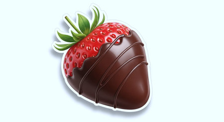 Strawberry in chocolate on a white background. Vector illustration.の写真素材